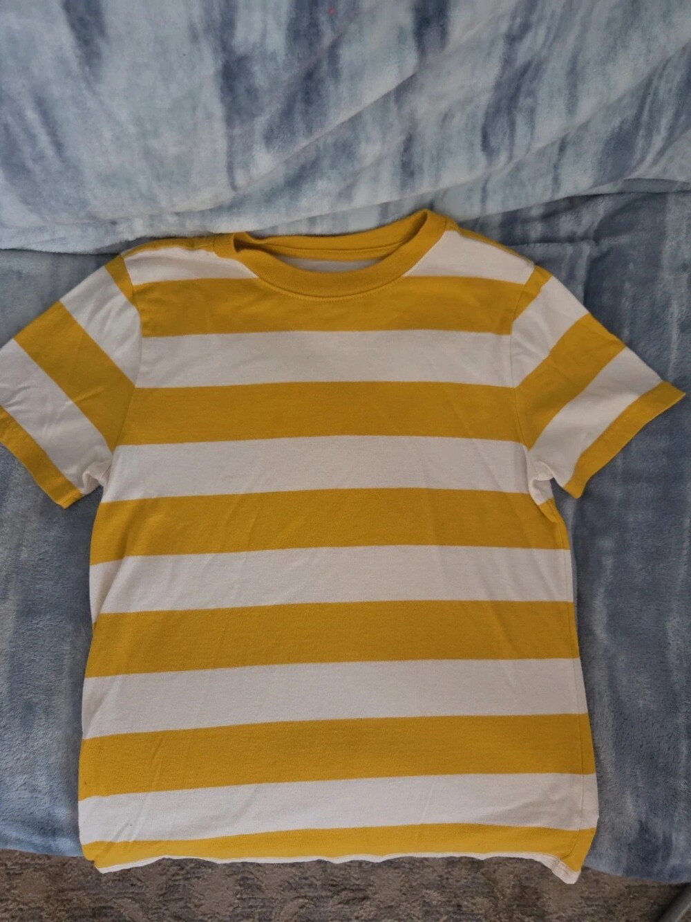 Cat & Jack Medium Striped Yellow and White Cotton Crew Neck T-Shirt
